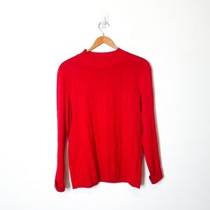 TanJay Red Mock Neck Knit Long Sleeve Sweater